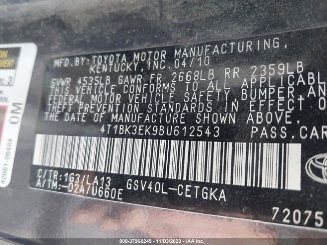 Photo 8 VIN: 4T1BK3EK9BU612543 - TOYOTA CAMRY 