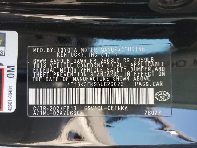 Photo 9 VIN: 4T1BK3EK9BU626023 - TOYOTA CAMRY SE 