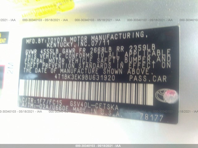 Photo 8 VIN: 4T1BK3EK9BU631920 - TOYOTA CAMRY 