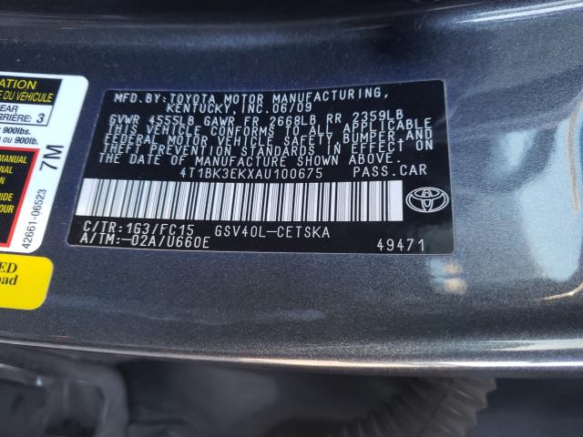 Photo 9 VIN: 4T1BK3EKXAU100675 - TOYOTA CAMRY SE 