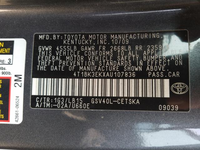 Photo 9 VIN: 4T1BK3EKXAU107836 - TOYOTA CAMRY SE 