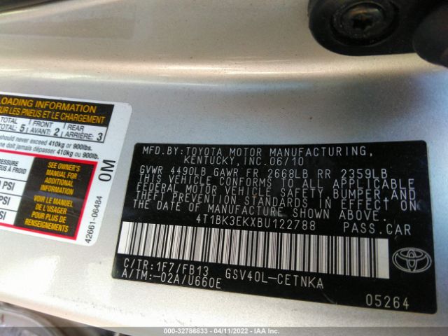 Photo 8 VIN: 4T1BK3EKXBU122788 - TOYOTA CAMRY 