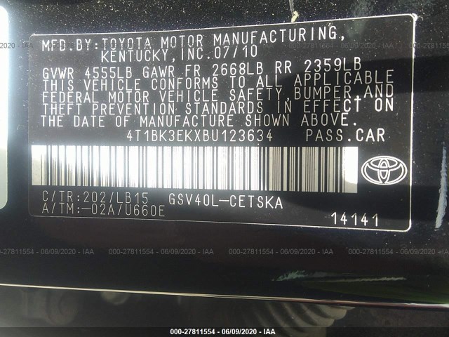 Photo 8 VIN: 4T1BK3EKXBU123634 - TOYOTA CAMRY 