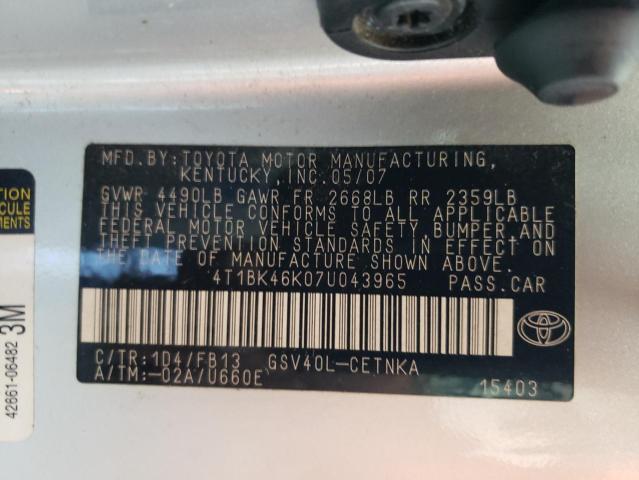 Photo 11 VIN: 4T1BK46K07U043965 - TOYOTA CAMRY 