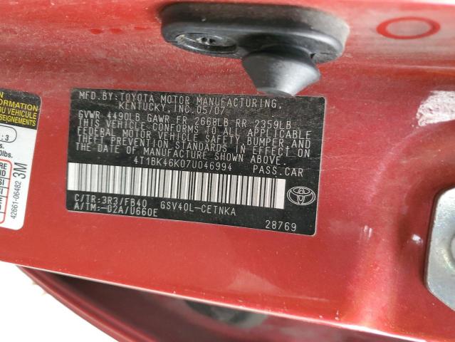 Photo 11 VIN: 4T1BK46K07U046994 - TOYOTA CAMRY LE 