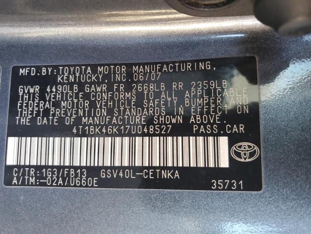 Photo 11 VIN: 4T1BK46K17U048527 - TOYOTA CAMRY LE 