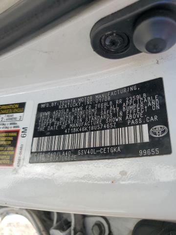 Photo 11 VIN: 4T1BK46K18U574657 - TOYOTA CAMRY 