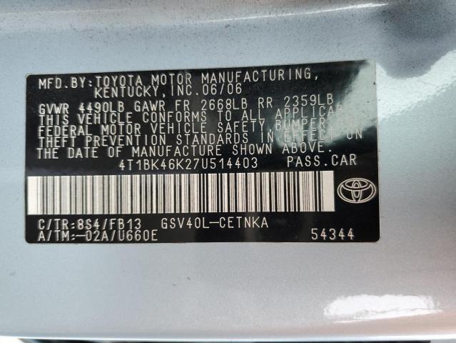 Photo 11 VIN: 4T1BK46K27U514403 - TOYOTA CAMRY LE 