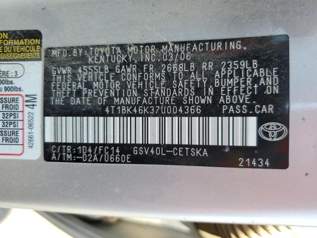 Photo 11 VIN: 4T1BK46K37U004366 - TOYOTA CAMRY 