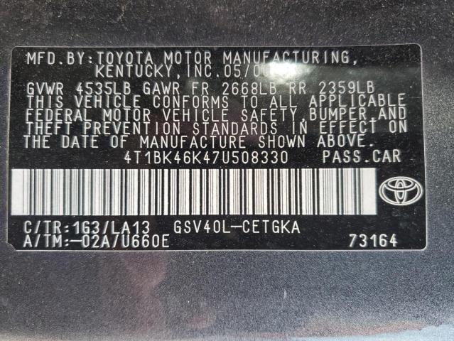 Photo 11 VIN: 4T1BK46K47U508330 - TOYOTA CAMRY LE 