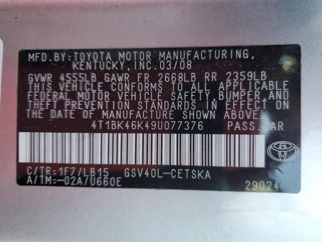 Photo 11 VIN: 4T1BK46K49U077376 - TOYOTA CAMRY SE 