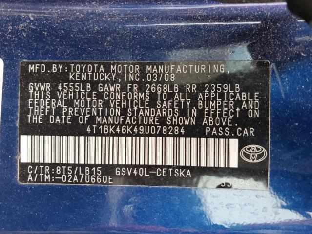 Photo 11 VIN: 4T1BK46K49U078284 - TOYOTA CAMRY 