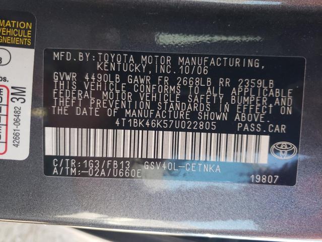 Photo 11 VIN: 4T1BK46K57U022805 - TOYOTA CAMRY LE 