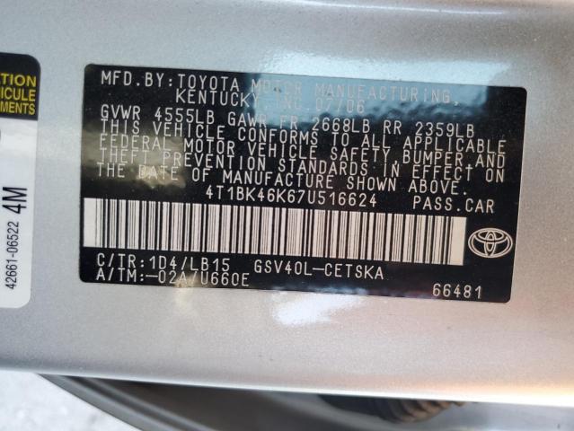 Photo 12 VIN: 4T1BK46K67U516624 - TOYOTA CAMRY LE 