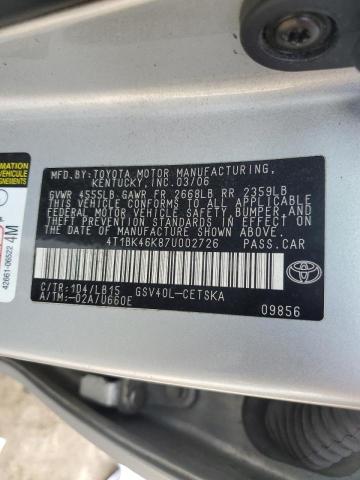 Photo 11 VIN: 4T1BK46K87U002726 - TOYOTA CAMRY LE 