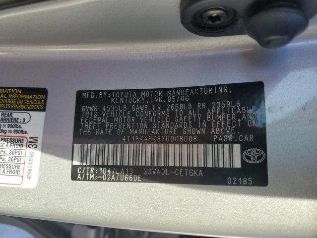 Photo 12 VIN: 4T1BK46K87U008008 - TOYOTA CAMRY LE 