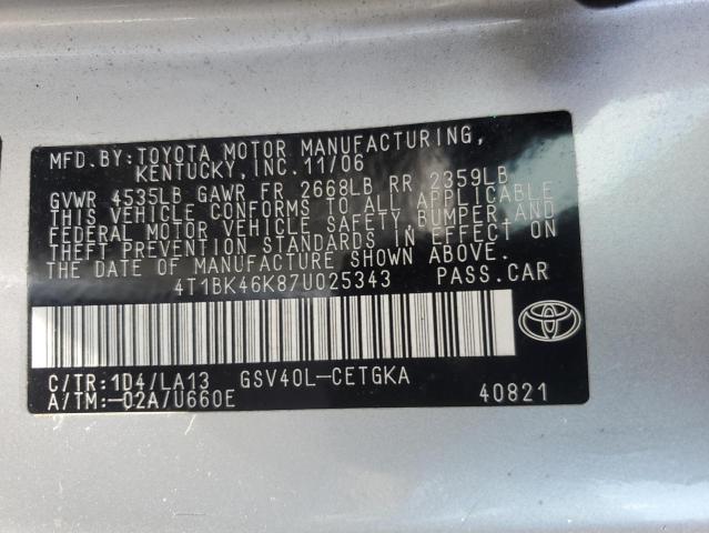 Photo 11 VIN: 4T1BK46K87U025343 - TOYOTA CAMRY 