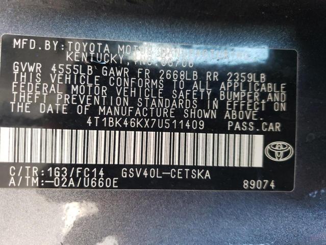 Photo 11 VIN: 4T1BK46KX7U511409 - TOYOTA CAMRY LE 