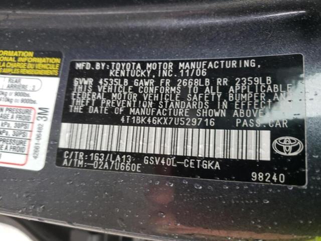 Photo 9 VIN: 4T1BK46KX7U529716 - TOYOTA CAMRY LE 