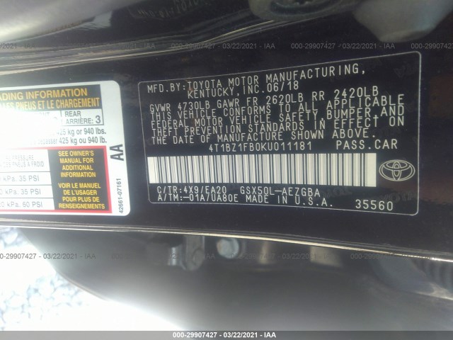 Photo 8 VIN: 4T1BZ1FB0KU011181 - TOYOTA AVALON 