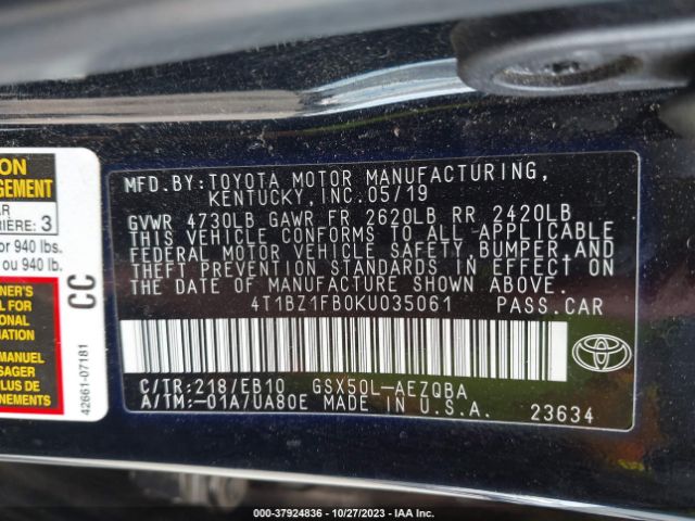 Photo 8 VIN: 4T1BZ1FB0KU035061 - TOYOTA AVALON 