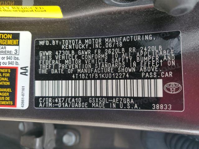 Photo 12 VIN: 4T1BZ1FB1KU012274 - TOYOTA AVALON 