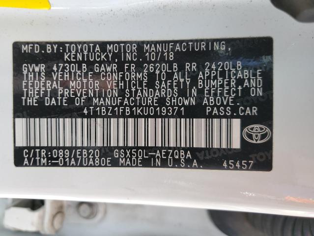 Photo 11 VIN: 4T1BZ1FB1KU019371 - TOYOTA AVALON XLE 