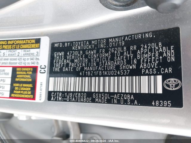 Photo 8 VIN: 4T1BZ1FB1KU024537 - TOYOTA AVALON 