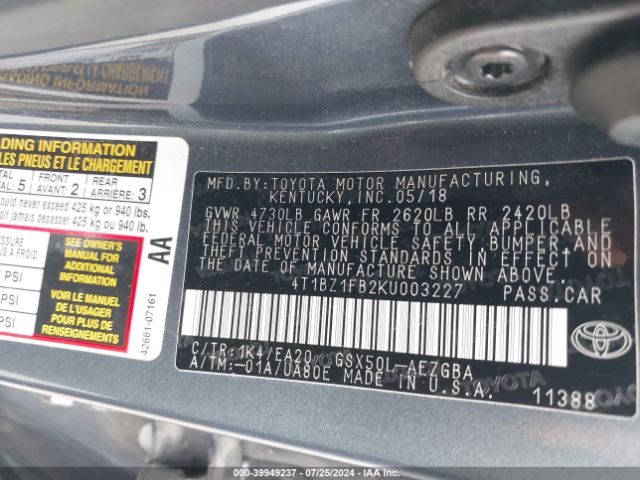 Photo 8 VIN: 4T1BZ1FB2KU003227 - TOYOTA AVALON 