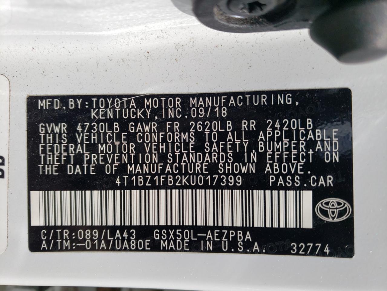 Photo 11 VIN: 4T1BZ1FB2KU017399 - TOYOTA AVALON 