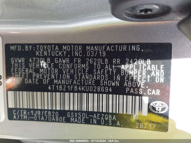 Photo 8 VIN: 4T1BZ1FB4KU028694 - TOYOTA AVALON 