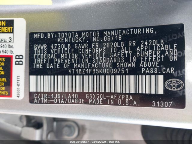 Photo 8 VIN: 4T1BZ1FB5KU009751 - TOYOTA AVALON 