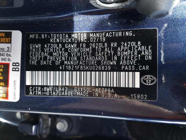 Photo 9 VIN: 4T1BZ1FB5KU026839 - TOYOTA AVALON XLE 