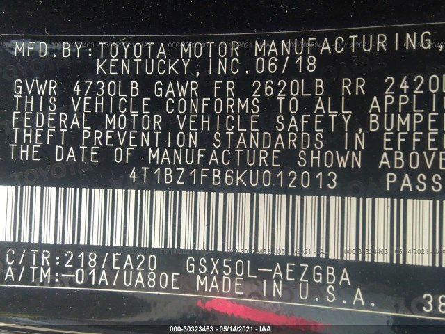 Photo 8 VIN: 4T1BZ1FB6KU012013 - TOYOTA AVALON 