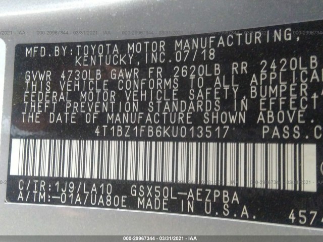 Photo 8 VIN: 4T1BZ1FB6KU013517 - TOYOTA AVALON 