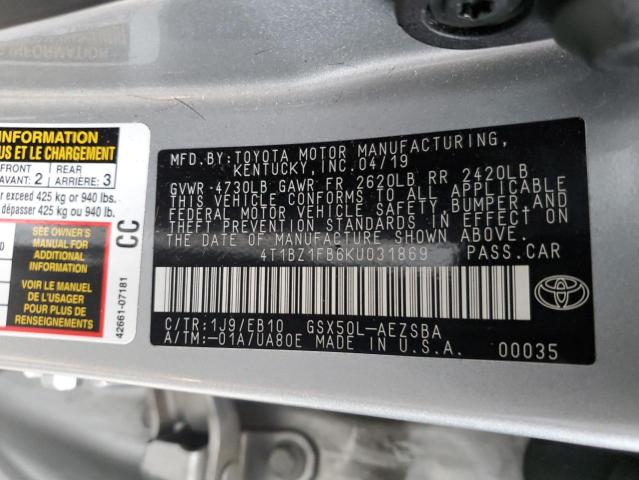 Photo 11 VIN: 4T1BZ1FB6KU031869 - TOYOTA AVALON XLE 