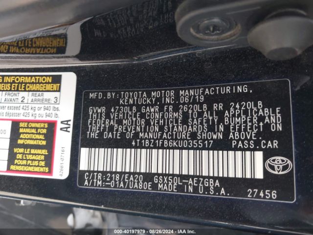 Photo 8 VIN: 4T1BZ1FB6KU035517 - TOYOTA AVALON 