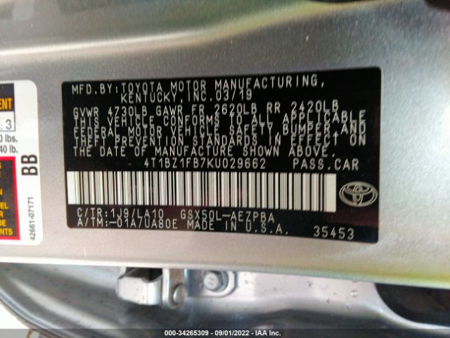 Photo 8 VIN: 4T1BZ1FB7KU029662 - TOYOTA AVALON 