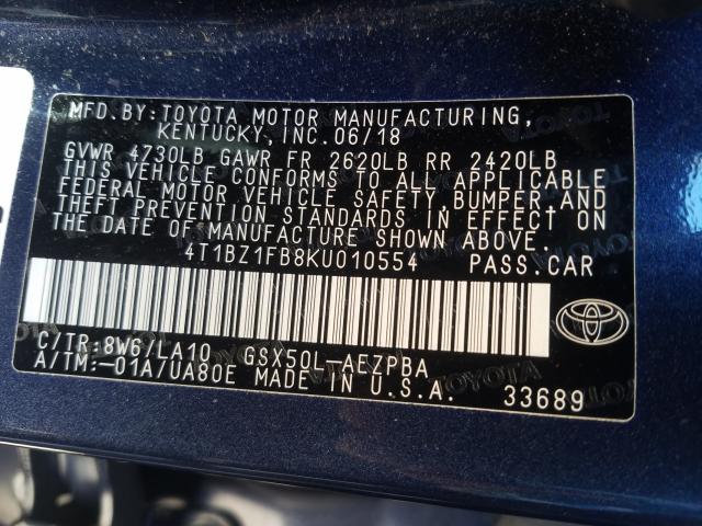 Photo 9 VIN: 4T1BZ1FB8KU010554 - TOYOTA AVALON LIM 