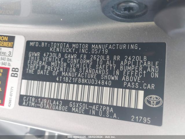 Photo 8 VIN: 4T1BZ1FB8KU034840 - TOYOTA AVALON 