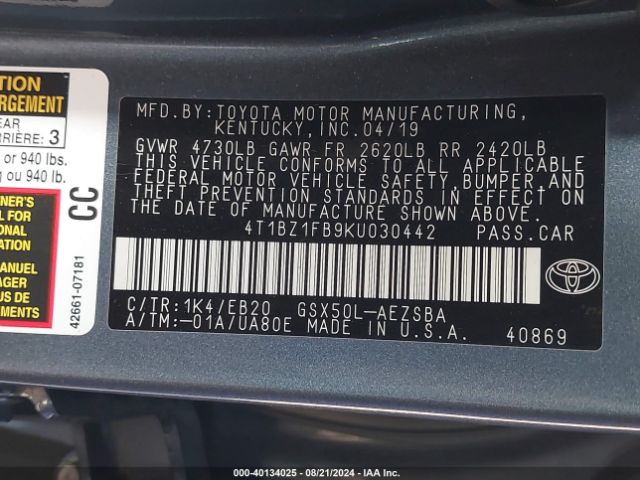 Photo 8 VIN: 4T1BZ1FB9KU030442 - TOYOTA AVALON 