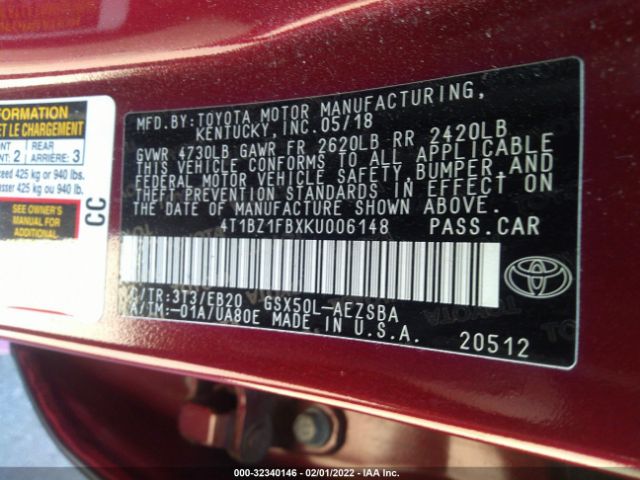 Photo 8 VIN: 4T1BZ1FBXKU006148 - TOYOTA AVALON 