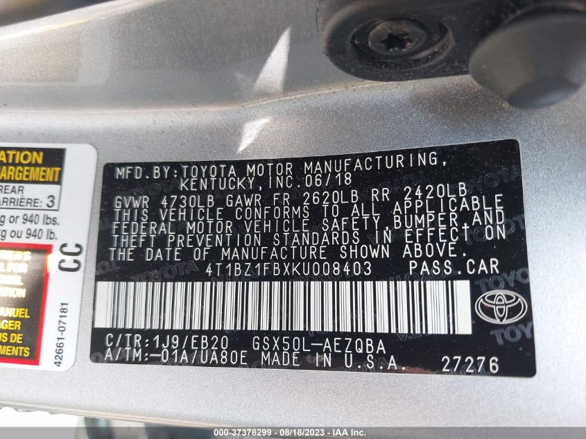 Photo 8 VIN: 4T1BZ1FBXKU008403 - TOYOTA AVALON 