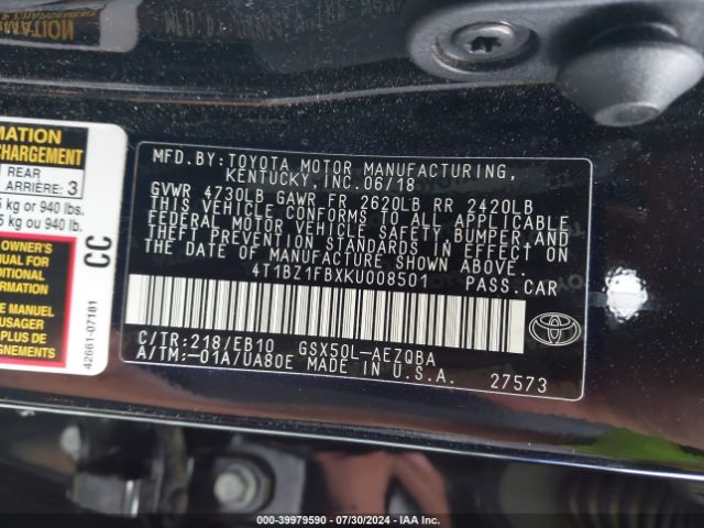 Photo 8 VIN: 4T1BZ1FBXKU008501 - TOYOTA AVALON 