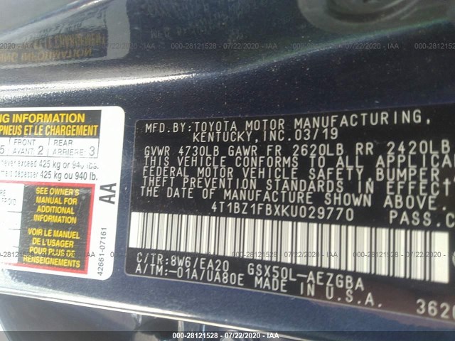 Photo 8 VIN: 4T1BZ1FBXKU029770 - TOYOTA AVALON 