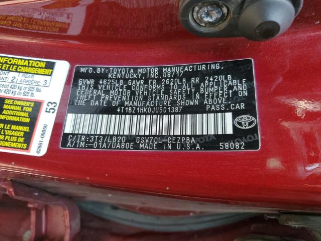 Photo 12 VIN: 4T1BZ1HK0JU501387 - TOYOTA CAMRY XSE 