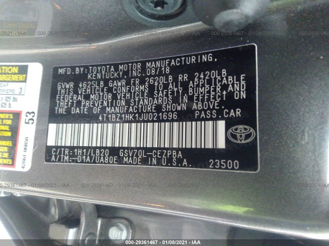 Photo 8 VIN: 4T1BZ1HK1JU021696 - TOYOTA CAMRY 