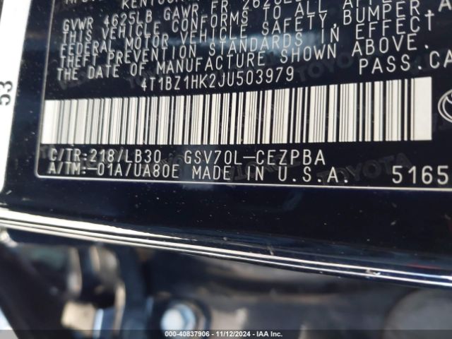 Photo 8 VIN: 4T1BZ1HK2JU503979 - TOYOTA CAMRY 