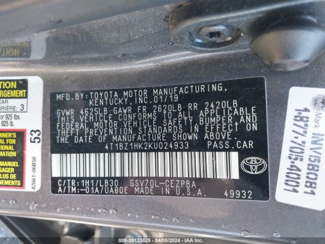 Photo 8 VIN: 4T1BZ1HK2KU024933 - TOYOTA CAMRY 