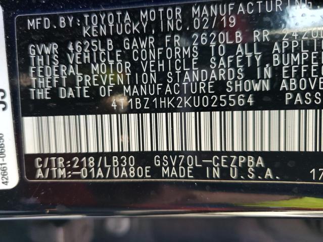 Photo 12 VIN: 4T1BZ1HK2KU025564 - TOYOTA CAMRY 